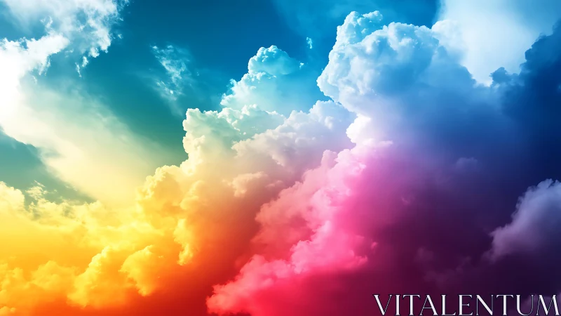 Multicolored clouds form dense gradient sky composition