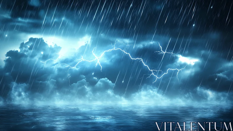 Electrified ocean storm rendered in high-contrast digital realism