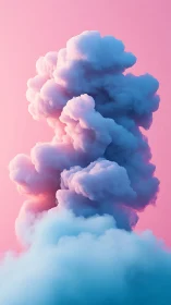 Volumetric pastel smoke plume in cyan magenta gradient field
