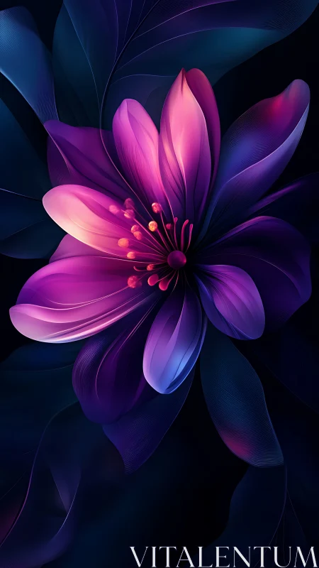 Luminous Floral Form: Rendered Digital Abstraction.
