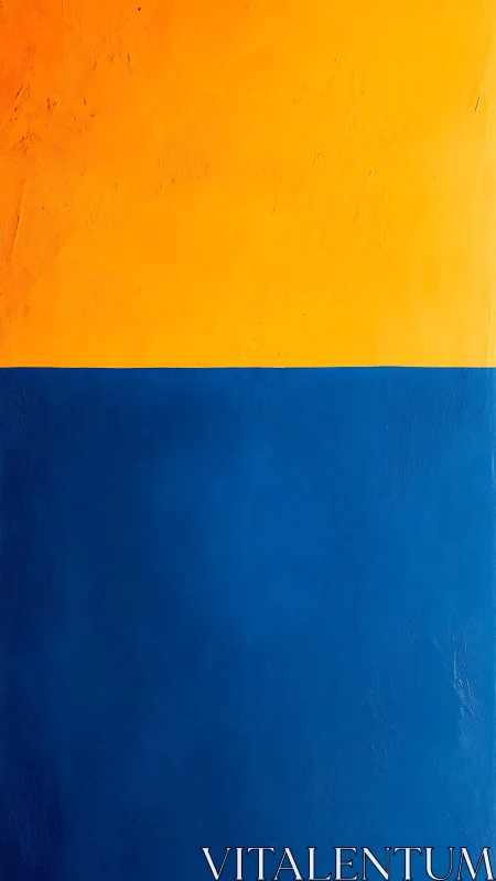 Bicolor wall abstraction with vivid orange and deep blue bands.
