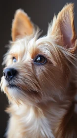 Gentle small dog gazes ahead with bright hopeful eyes