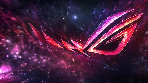 Glowing red gaming emblem blazes through a cosmic vortex