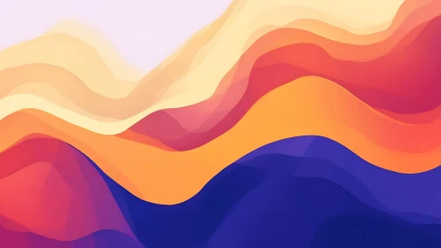 Layered sunset waves in bold abstract landscape design.