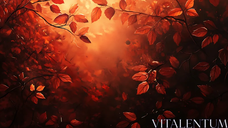 Radiant autumn canopy with volumetric backlit foliage study.