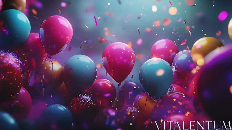 Vibrant Balloons Exploding Through Glittering Light.