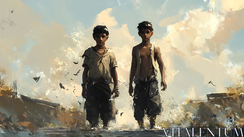 Dusty road journey unites two resilient village boys.