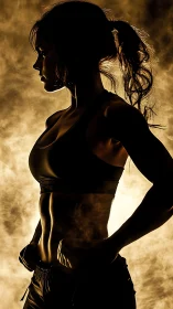 Fitness silhouette captures powerful female athletic form.