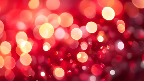 Vibrant red bokeh abstract background with glowing light circles.