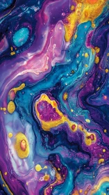 Iridescent cosmic fluid abstraction with high-saturation chroma flows