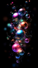 Cosmic Bubble Bloom in Neon Rainbow Nightfall Cascade.