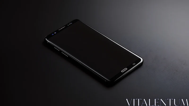 Black Smartphone on Dark Surface with Subtle Lighting.