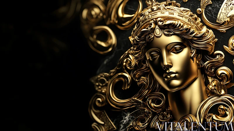 Golden goddess portrait wrapped in swirling baroque dreams.
