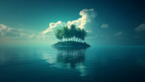 Serene Island Paradise Nestled in Turquoise Waters.