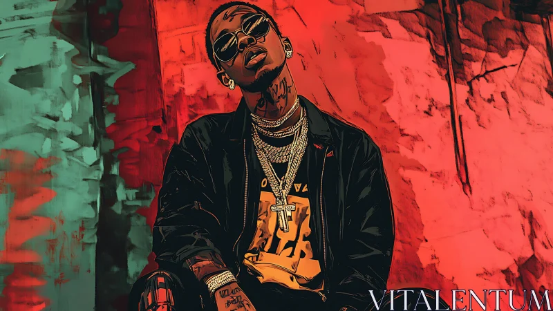 Bold hip hop portrait radiates attitude in neon urban glow