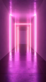 Neon portal hallway glowing with electric magenta calm.