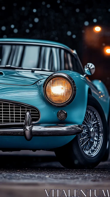 Turquoise night-cruiser classic with a single glowing eye.