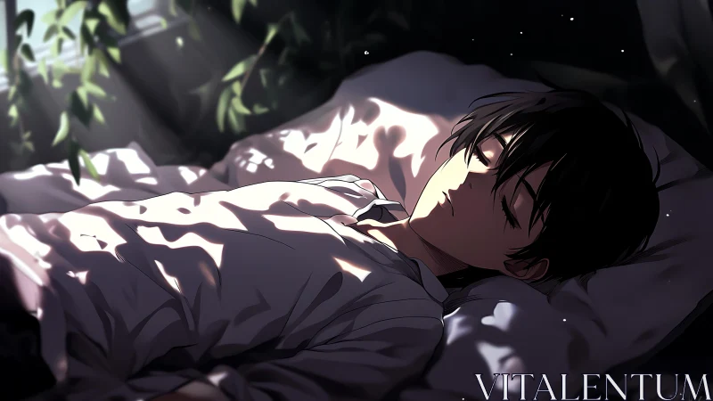 Soft morning light gently cradles a boy in peaceful sleep