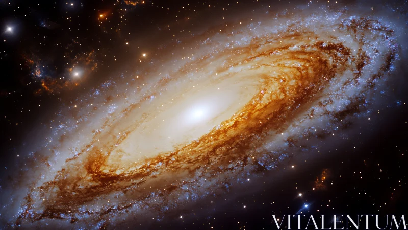 Glowing spiral galaxy swirls through a star‑studded cosmos