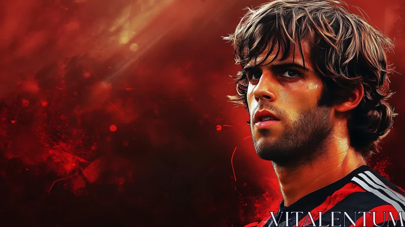 Crimson stadium storm gathers in this intense player portrait