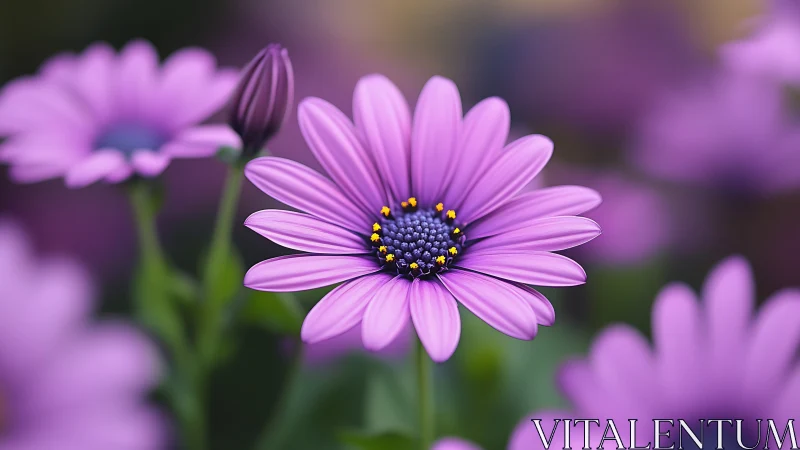 Purple Daisy's Delicate Beauty in Soft Focus.