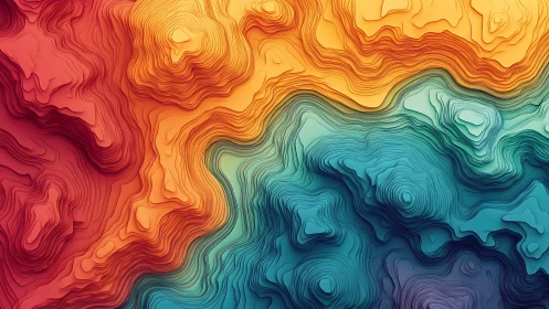 Contours of molten color carve a dreamlike digital terrain