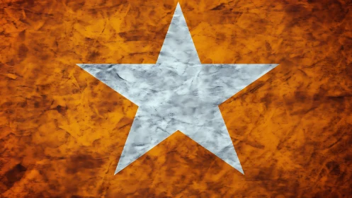 White five-pointed star over textured orange background