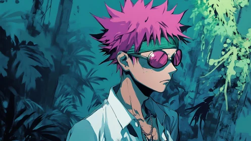 Chromatic jungle drifter with reflective optics in profile.