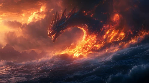 Thermodynamic serpent emerging from incendiary stormfront.