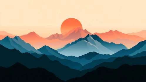 Sunrise cascades over layered dreamlike mountain ridges.