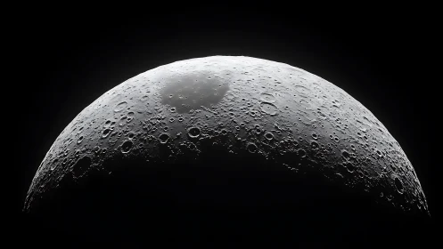 Lunar surface hemisphere shows cratered terrain in profile