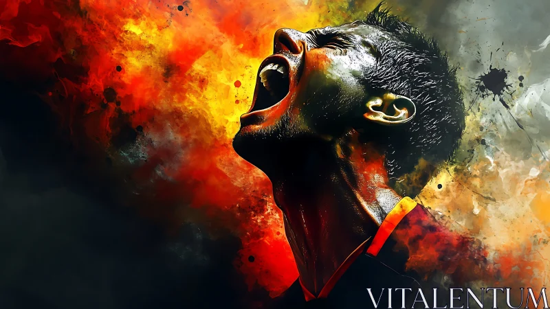 Fiery athlete unleashes a powerful roar of victory and heart