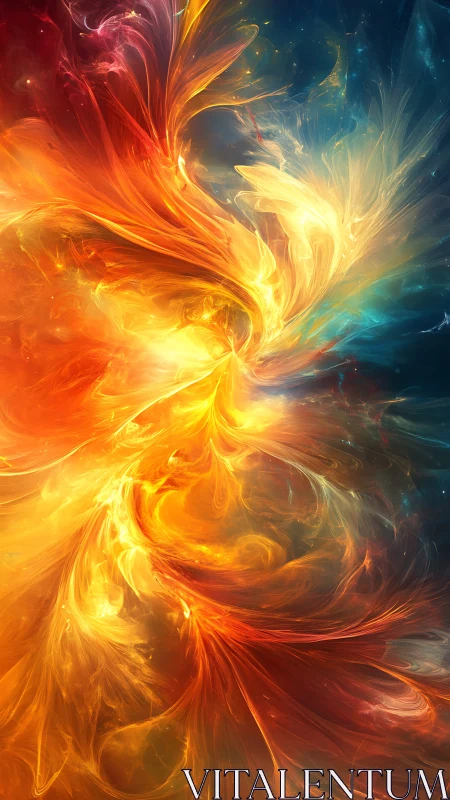 Fiery cosmic vortex twists through luminous nebular clouds