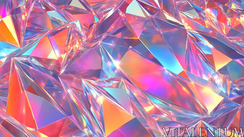 Prismatic crystal shards in neon iridescent refraction field.