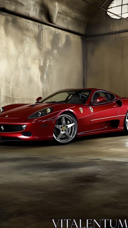 Red sports coupe rendered in photorealistic studio lighting