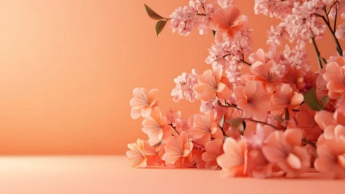 Parametric peach blossoms in controlled depth-of-field field.