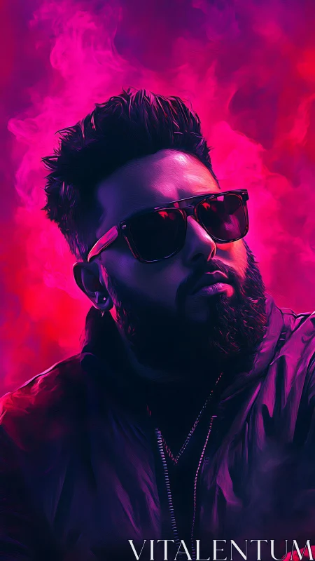 Neon-lit male portrait uses dual-tone magenta cyan rim lighting