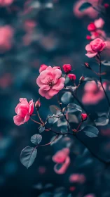 Pink Roses in Selective Focus: Botanical Portrait with Depth-of-Field.