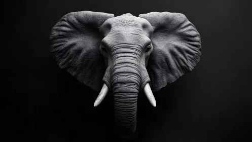 Majestic Elephant Portrait in Dramatic Black and White Style.
