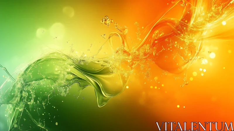 Glowing splash of green and gold swirling through light.