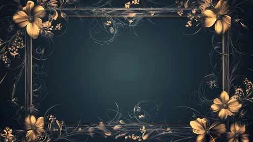 Gilded floral frame cradles midnight-blue quiet and glow.