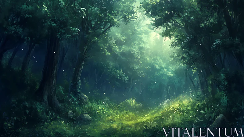 Luminous Forest Canopy with Radiant Undergrowth Light
