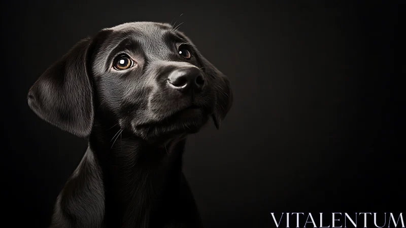 Black labrador puppy portrait in low key studio lighting.