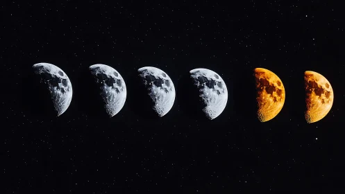 Moonlit rhythm across the night sky, silver to ember glow.