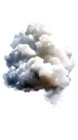 Digital painting of dense cloud mass on white background.