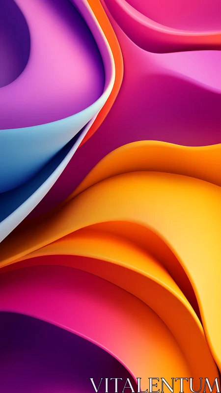 Curved ribbons of neon color glide like liquid plastic dreams