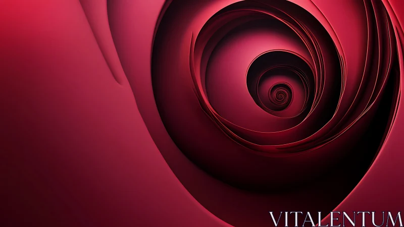 Crimson spiral petals curl inward, sketching a velvet vortex