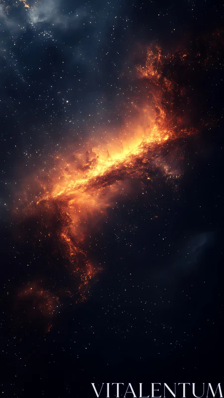 Starlit Firestorm Across a Quiet Midnight Galaxy.