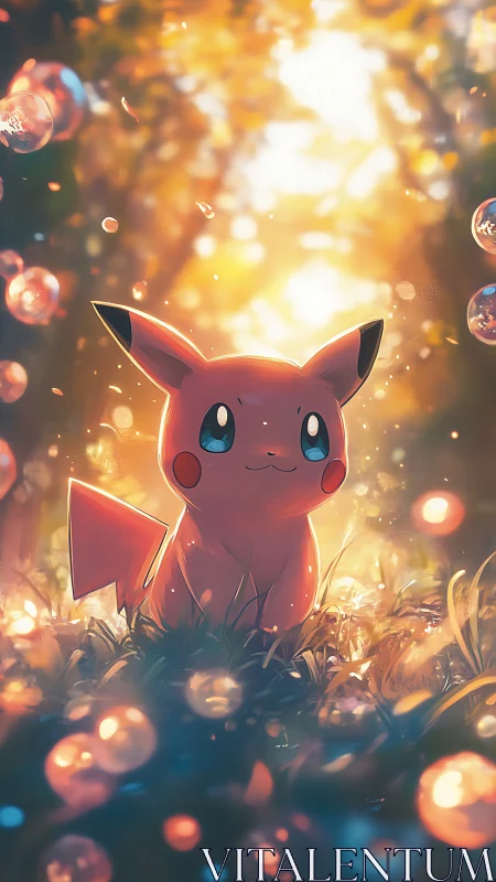 Golden forest glow with a playful electric friend.