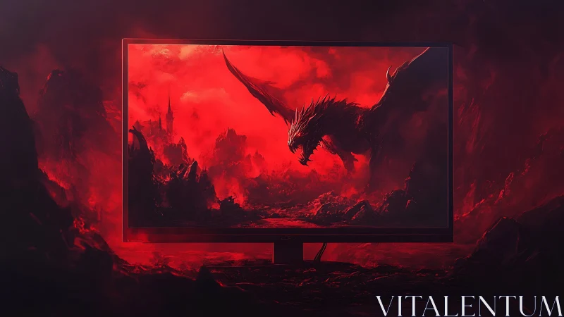 Fiery dragon realm blazing across a vivid gaming screen.